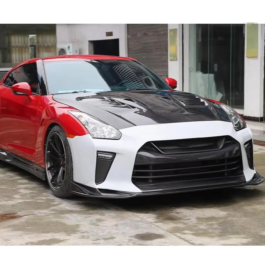 Top Secret Style Half Carbon Fiber Car Body Kit Car Bumpers Front Bumper For  GTR R35 2008-2019 Car Parts
